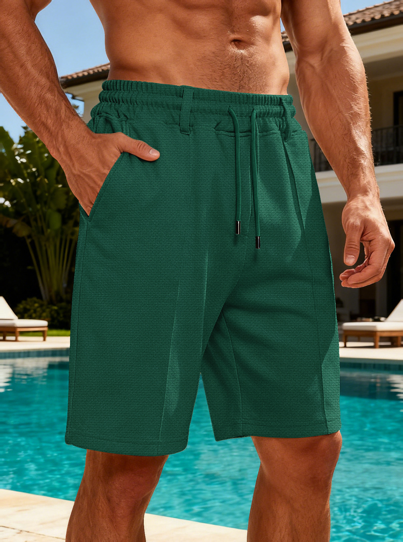 Men's Bottoms Shorts Men's Summer Heavyweight Knit Quick-Dry Large-Size Loose Work Beach Shorts