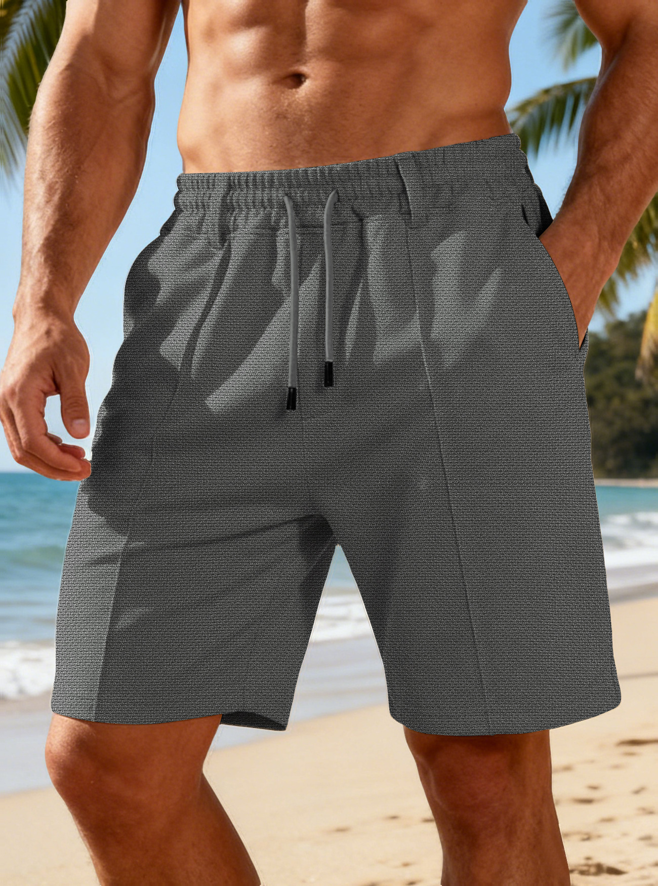Men's Bottoms Shorts Men's Summer Heavyweight Knit Quick-Dry Large-Size Loose Work Beach Shorts
