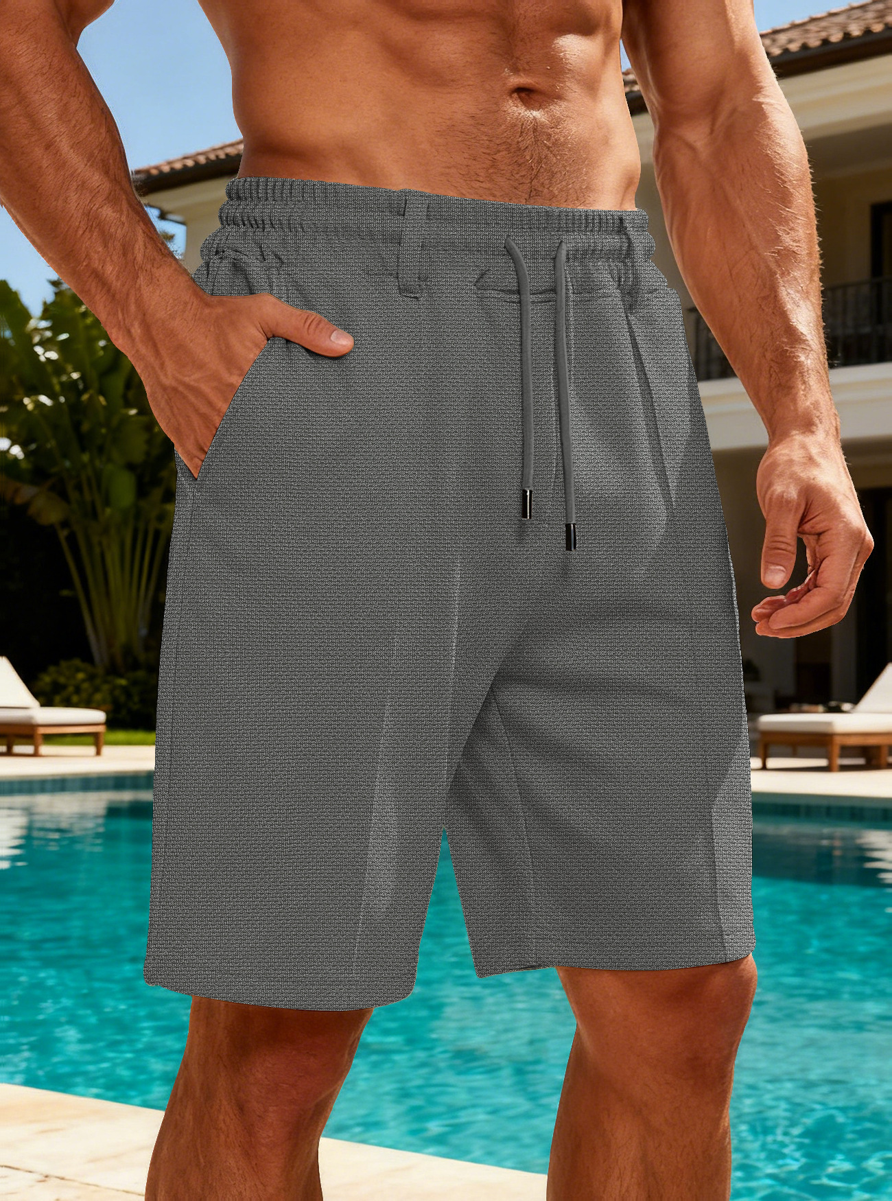 Men's Bottoms Shorts Men's Summer Heavyweight Knit Quick-Dry Large-Size Loose Work Beach Shorts