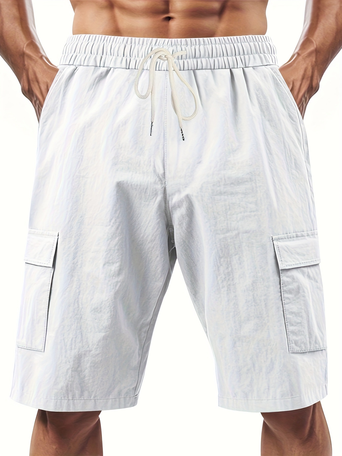 American Style Workwear Shorts Summer Casual Versatile Multi-Pocket Drawstring Breathable Comfortable Men's Shorts