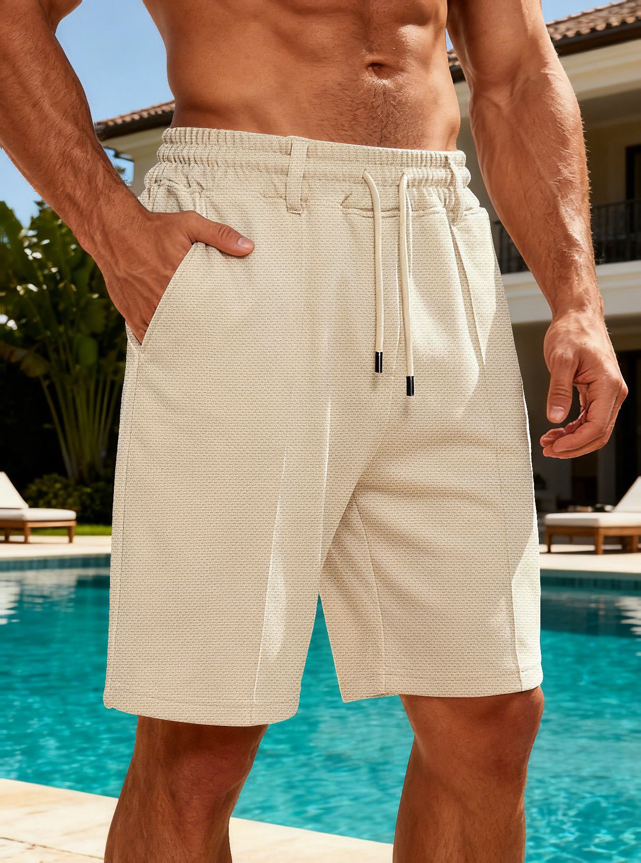 Men's Bottoms Shorts Men's Summer Heavyweight Knit Quick-Dry Large-Size Loose Work Beach Shorts