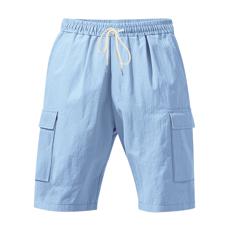 American Style Workwear Shorts Summer Casual Versatile Multi-Pocket Drawstring Breathable Comfortable Men's Shorts