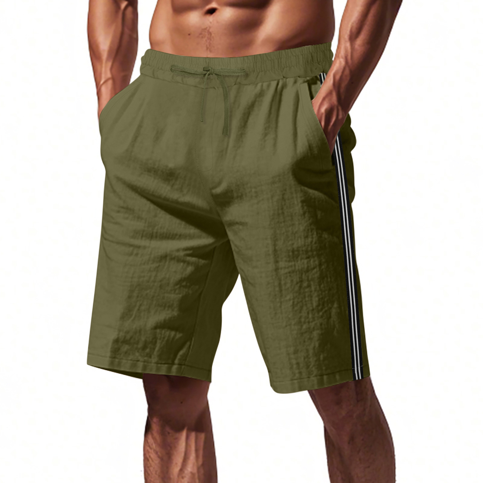 Men's Bottoms Shorts Men's Beach Outdoor Sports Shorts Breathable Striped Casual Five Quarter Pants