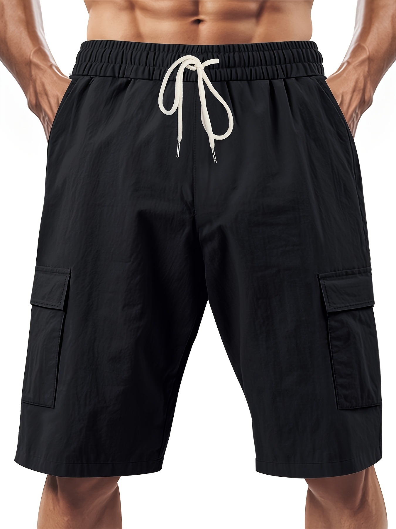 American Style Workwear Shorts Summer Casual Versatile Multi-Pocket Drawstring Breathable Comfortable Men's Shorts