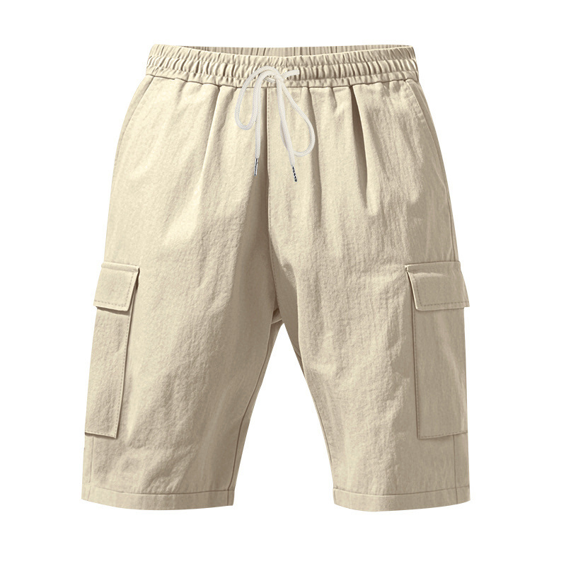 American Style Workwear Shorts Summer Casual Versatile Multi-Pocket Drawstring Breathable Comfortable Men's Shorts