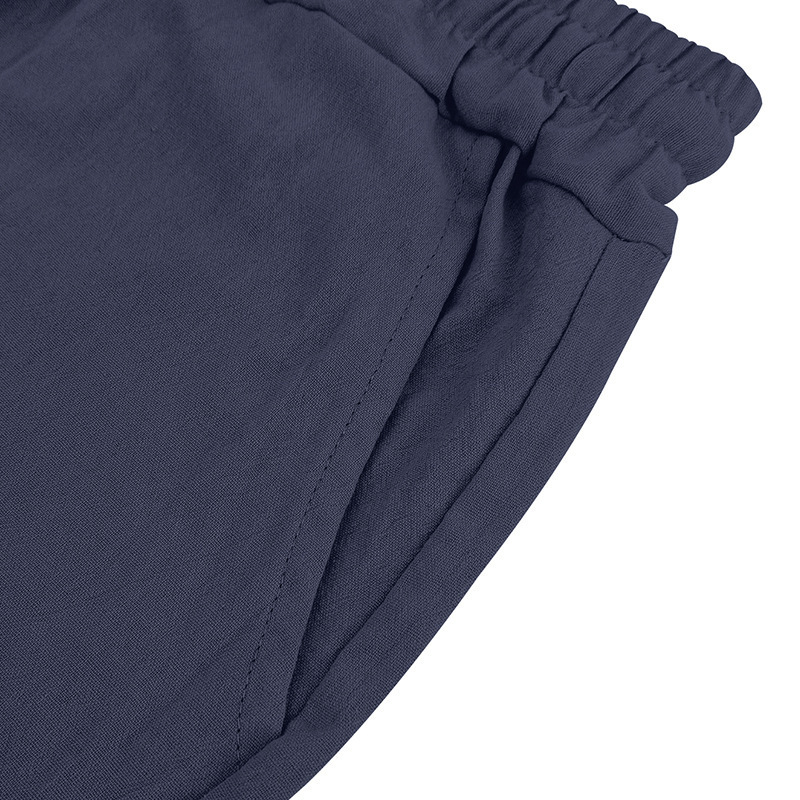 Men's Clothing Sets Two-Piece Outfits Summer Men's Loose Casual Linen Breathable Polo Shirt Short Sleeved Beach Shorts Set