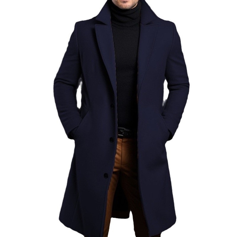 Men's Clothing Tops Jackets Coats Men's Solid Color Lapel Single Breasted Coat Multi-Color European American Style Youth Coat