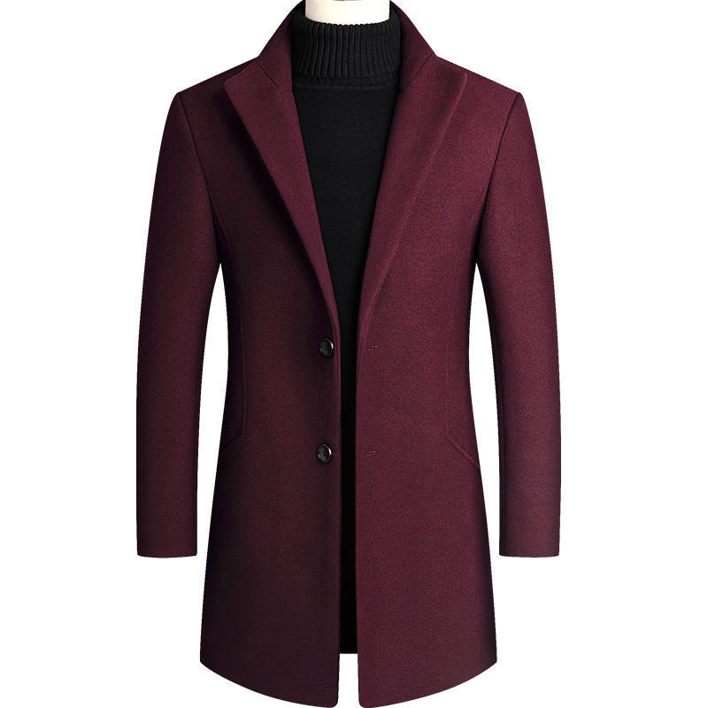 Men's Clothing Tops Jackets Coats New Autumn Winter Men's Woolen Coat Medium Long Windbreaker Men's Thick Woolen Jacket Men's Coat