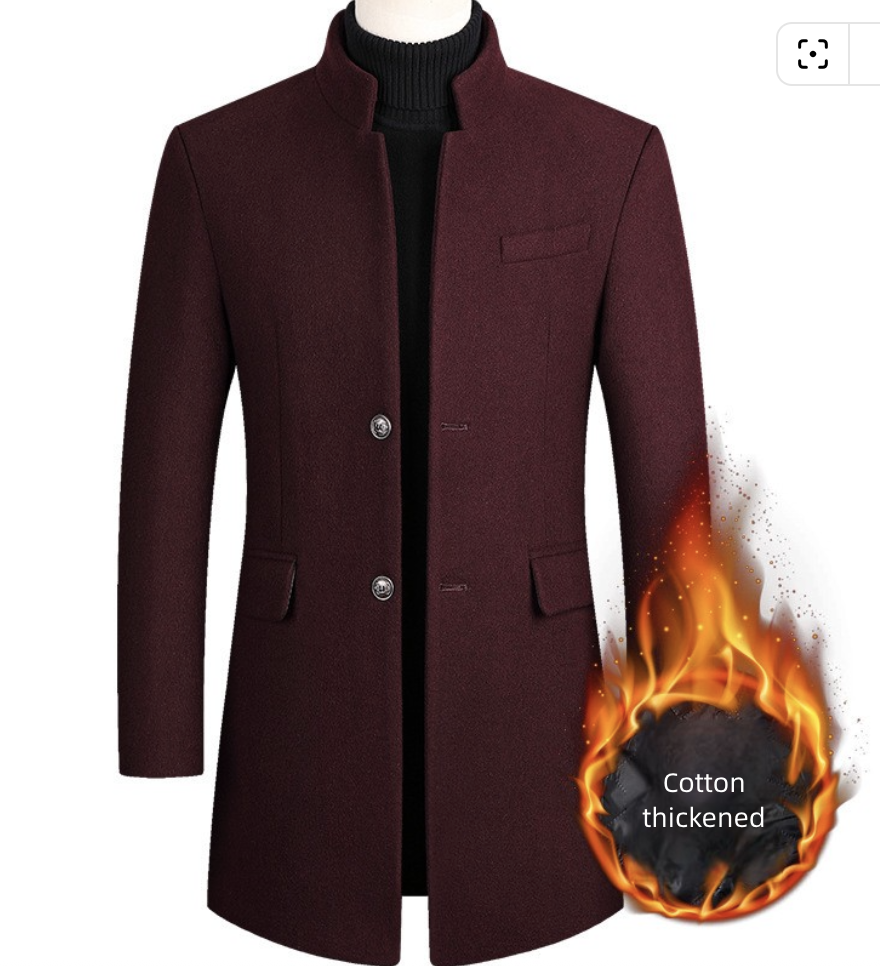 Men's Clothing Tops Jackets Coats New Autumn Winter Men's Woolen Coat Medium Long Windbreaker Men's Thick Woolen Jacket Men's Coat
