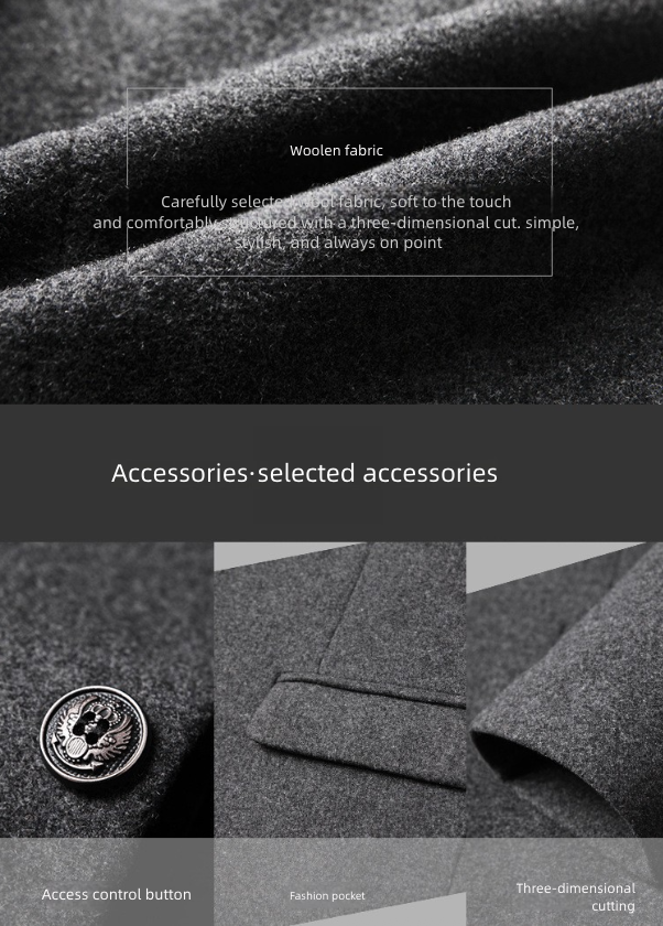 Men's Clothing Tops Jackets Coats New Autumn Winter Men's Woolen Coat Medium Long Windbreaker Men's Thick Woolen Jacket Men's Coat