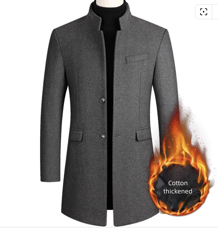 Men's Clothing Tops Jackets Coats New Autumn Winter Men's Woolen Coat Medium Long Windbreaker Men's Thick Woolen Jacket Men's Coat