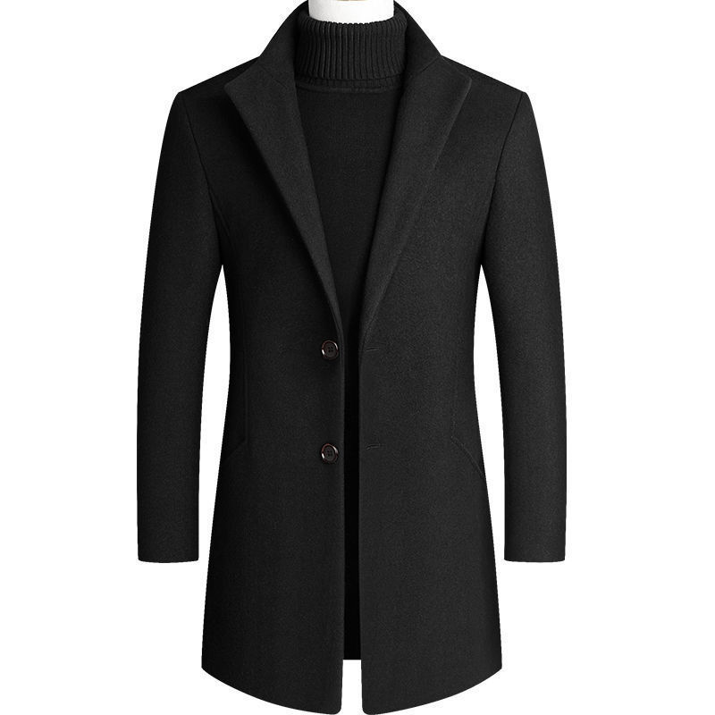 Men's Clothing Tops Jackets Coats New Autumn Winter Men's Woolen Coat Medium Long Windbreaker Men's Thick Woolen Jacket Men's Coat