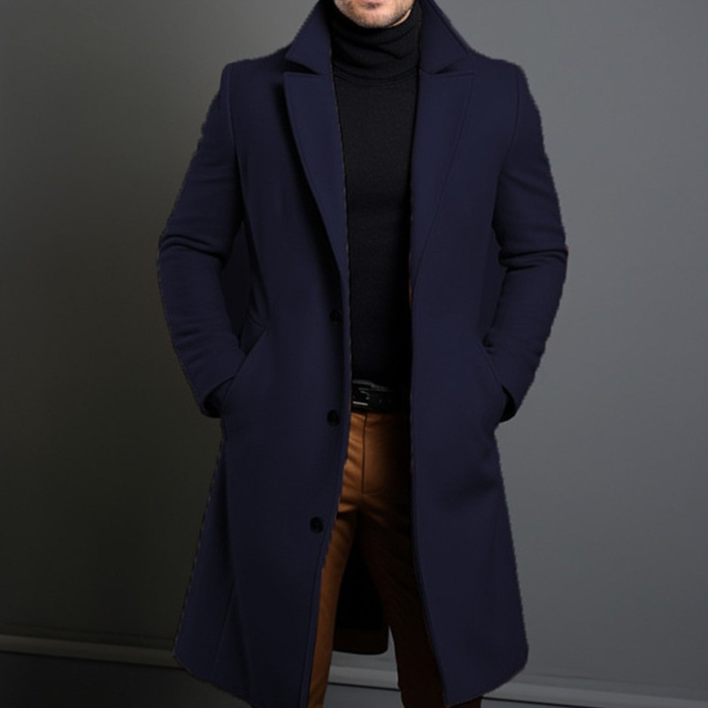 Men's Clothing Tops Jackets Coats Men's Solid Color Lapel Single Breasted Coat Multi-Color European American Style Youth Coat