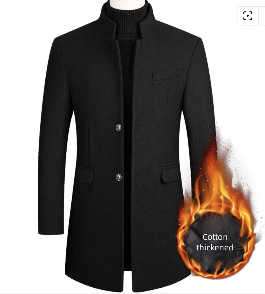 Men's Clothing Tops Jackets Coats New Autumn Winter Men's Woolen Coat Medium Long Windbreaker Men's Thick Woolen Jacket Men's Coat