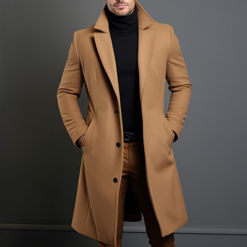 Men's Clothing Tops Jackets Coats Men's Solid Color Lapel Single Breasted Coat Multi-Color European American Style Youth Coat