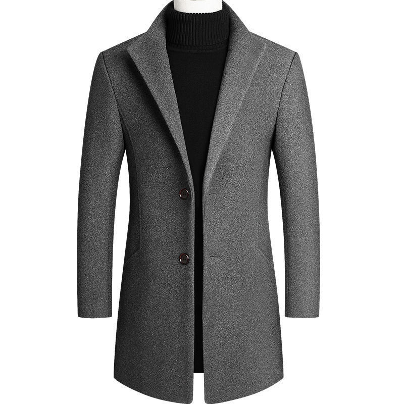 Men's Clothing Tops Jackets Coats New Autumn Winter Men's Woolen Coat Medium Long Windbreaker Men's Thick Woolen Jacket Men's Coat
