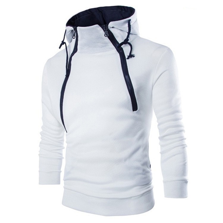 Men's Clothing Tops Sweatshirts Hoodies Spring Autumn New Fashion Dual Zippered Front Colorblocked Hooded Sweatshirt for Men
