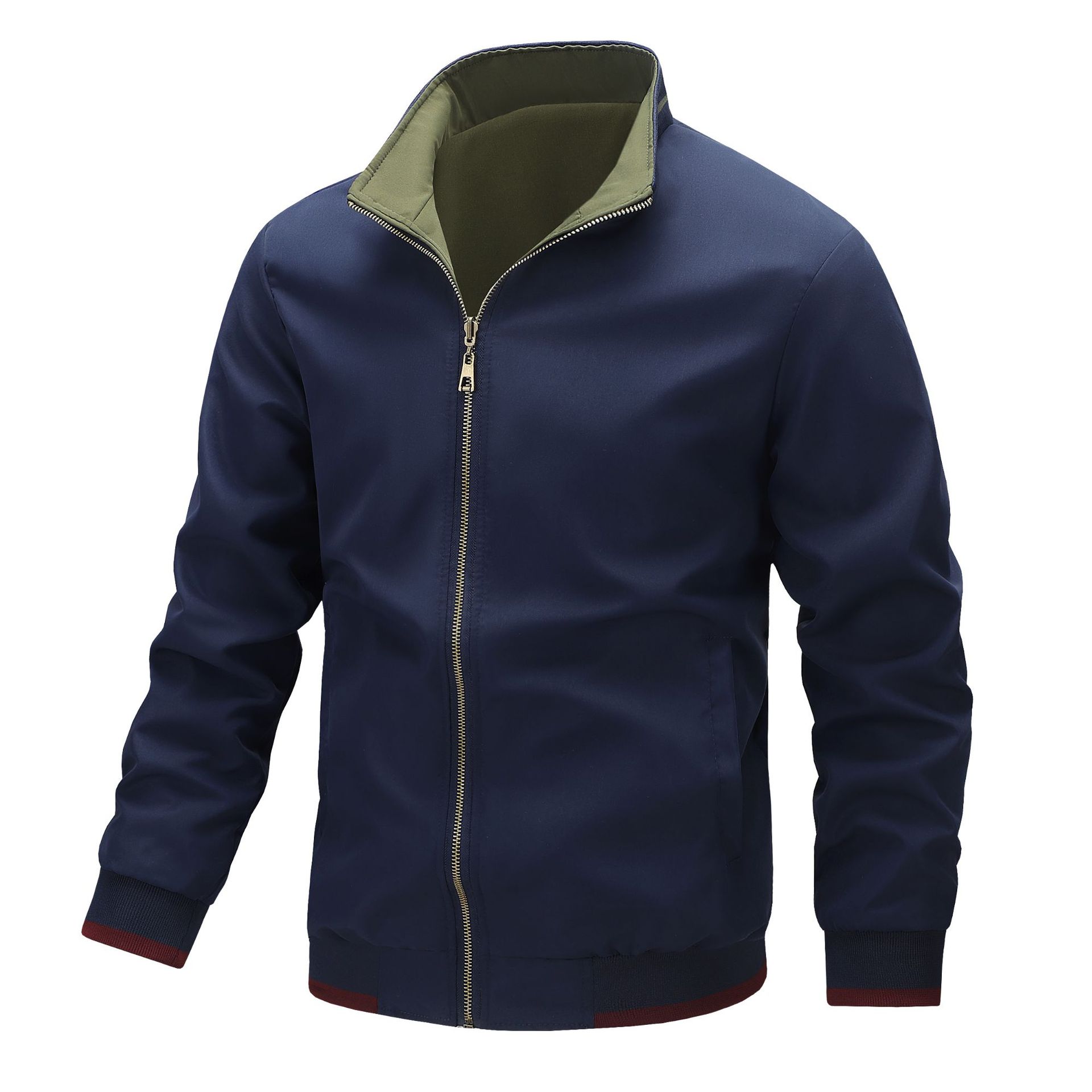 Men's Clothing Tops Jackets Coats Spring Autumn Double Sided Stand Collar Casual Jacket Flight Jacket Men's Jacket