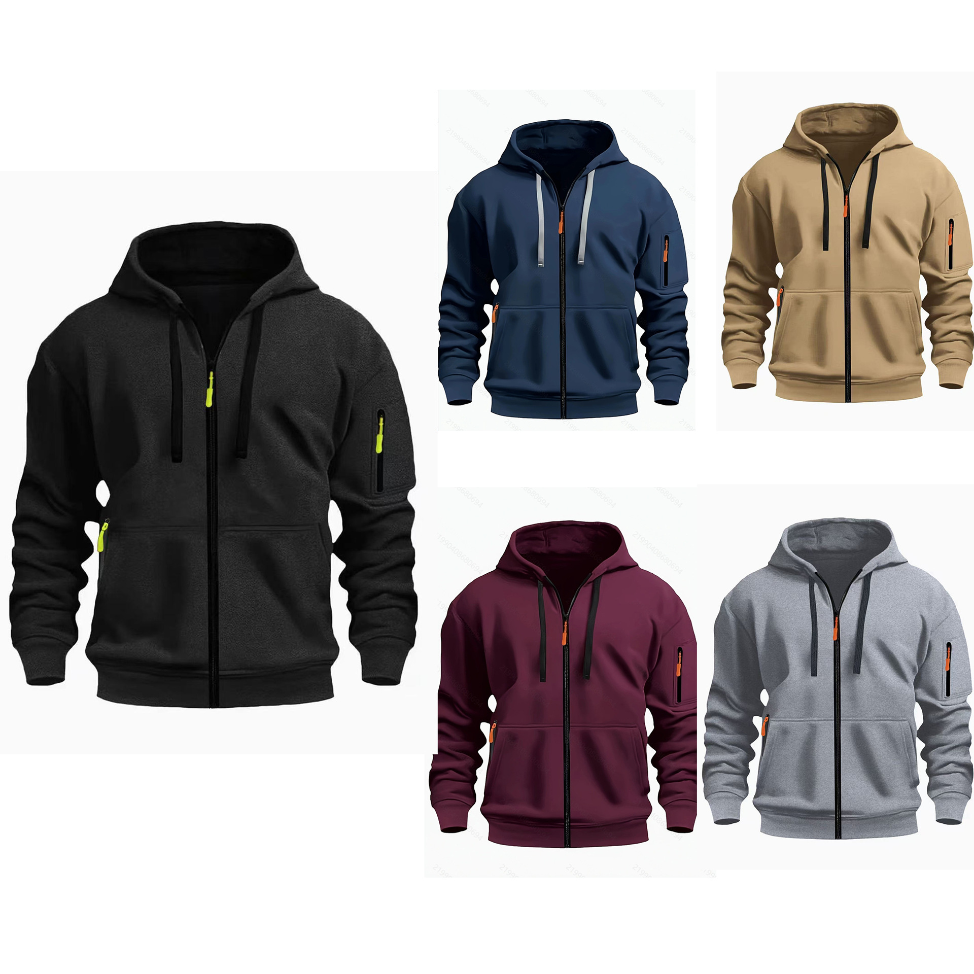 Men's Clothing Tops Sweatshirts Hoodies Spring Autumn Men's Zipper Hoodie Zipper Round Neck Casual Men's Wear