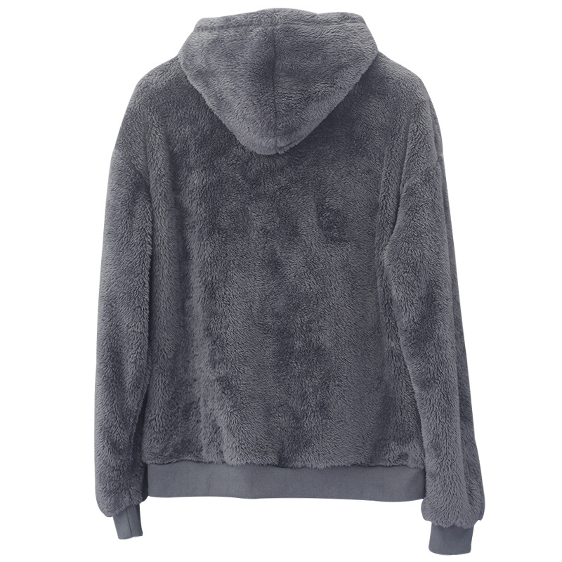 Men's Clothing Tops Sweatshirts Hoodies Autumn Winter New Double-Sided Fleece Youth Hooded Sweatshirt Men's Lambhair Winter Pullover