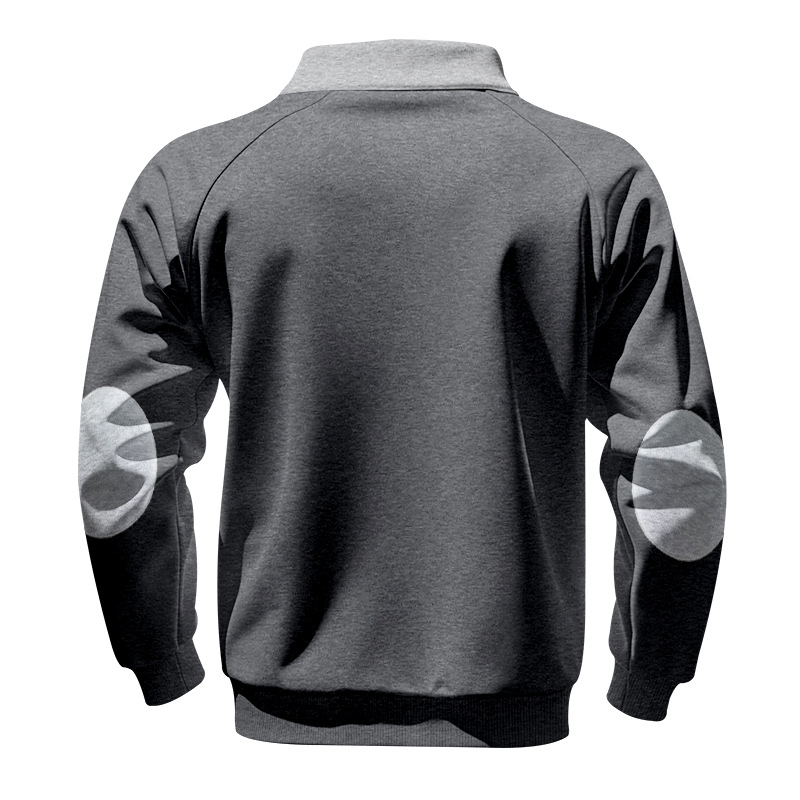 Men's Clothing Tops Sweatshirts American-Style Men's Heavyweight Insulated Zippered Sweatshirt with Patchwork for Personalized Casual Look