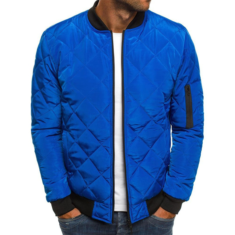 Men's Clothing Tops Jackets Coats Men's Plaid Cotton Jacket Diamond Grid Thickened Stand Collar Winter Coat Warm Men's Cotton Coat