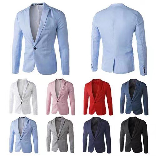 Men's Clothing Tops Blazers Fashionable Men's Casual Single-Breasted Slim Fit Solid Color Suits Jackets