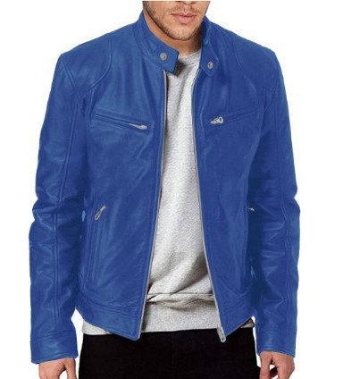 Men's Clothing Tops Jackets Coats Autumn Winter Business Gentleman Zipper Cardigan Pocket Decoration PU Leather Jacket Stand Collar Slim Zipper Leather Jacket