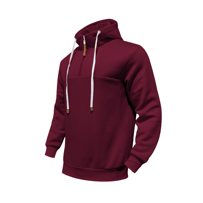 Men's Clothing Tops Sweatshirts Hoodies Classic Men's Fleece-Lined Half-Zip Trendy Hooded Double-Panel Overlap Long Sleeve Loose Oversized Couple Sweatshirt