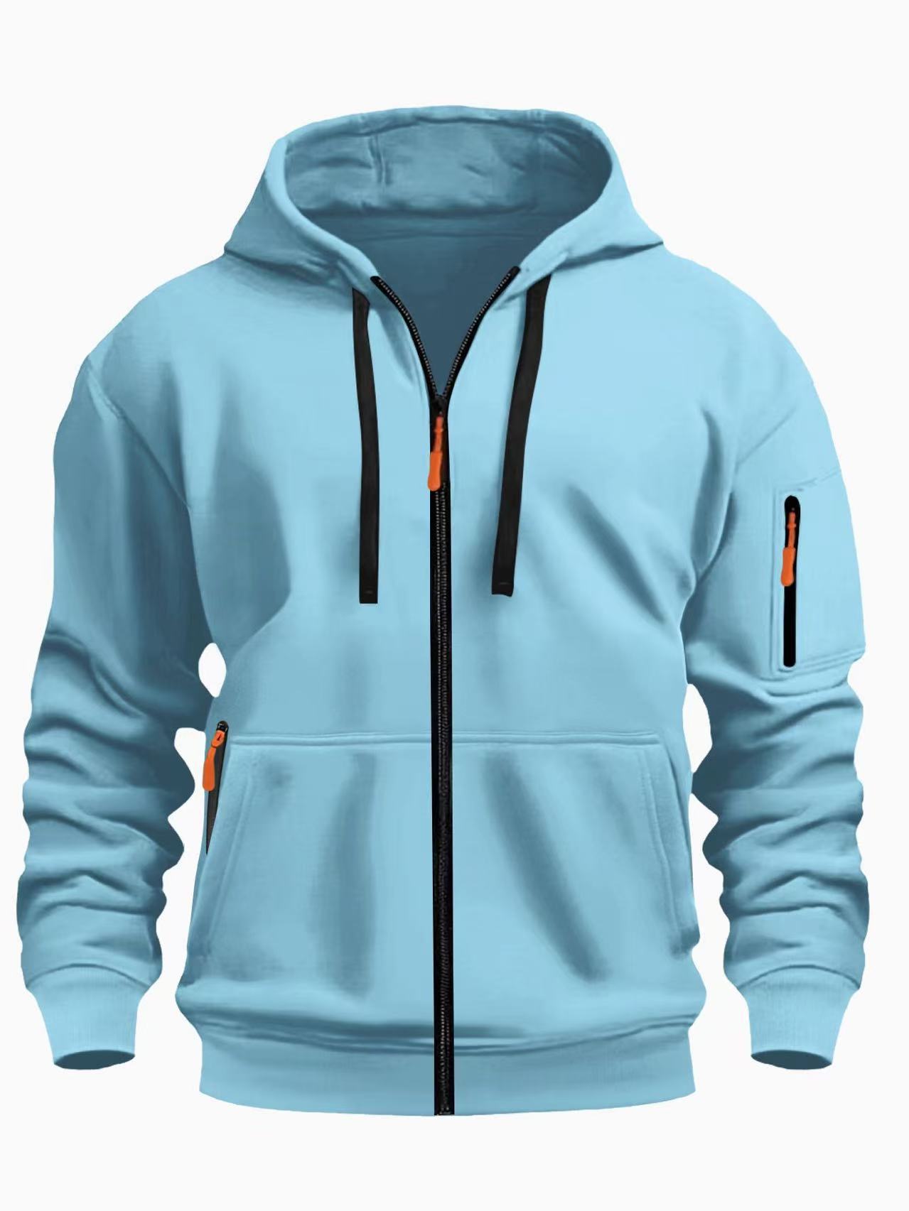 Men's Clothing Tops Sweatshirts Hoodies Spring Autumn Men's Zipper Hoodie Zipper Round Neck Casual Men's Wear