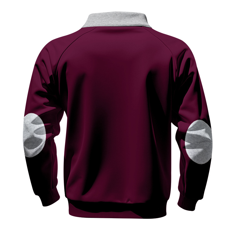 Men's Clothing Tops Sweatshirts American-Style Men's Heavyweight Insulated Zippered Sweatshirt with Patchwork for Personalized Casual Look