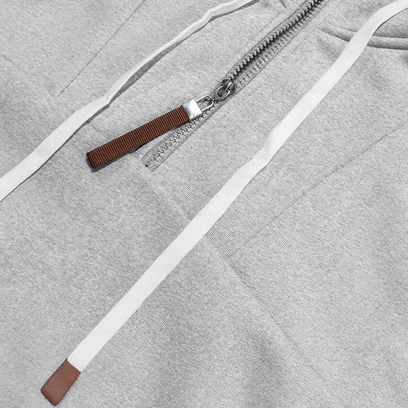 Men's Clothing Tops Sweatshirts Hoodies Classic Men's Fleece-Lined Half-Zip Trendy Hooded Double-Panel Overlap Long Sleeve Loose Oversized Couple Sweatshirt