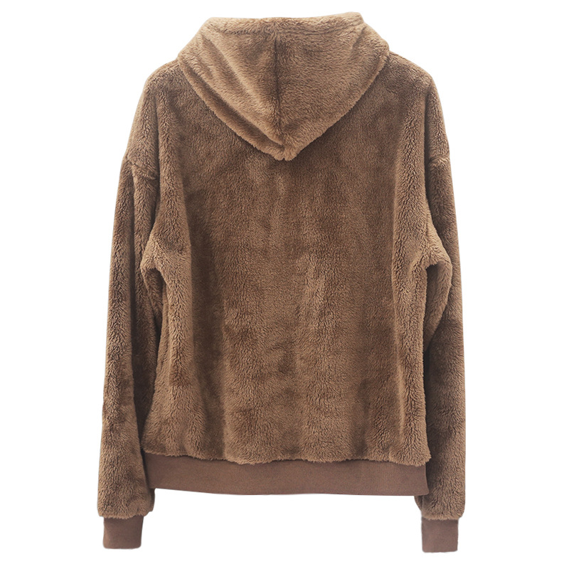Men's Clothing Tops Sweatshirts Hoodies Autumn Winter New Double-Sided Fleece Youth Hooded Sweatshirt Men's Lambhair Winter Pullover