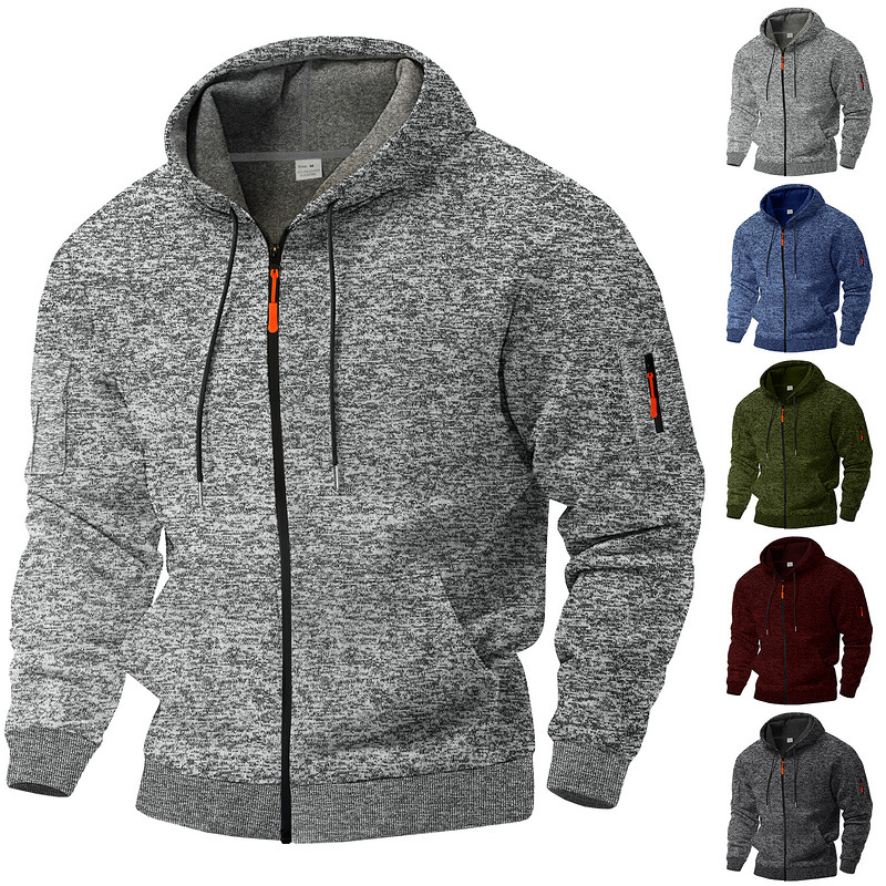 Men's Clothing Tops Sweatshirts Hoodies American-Style Heavyweight Plush Men's Retro Cation Workwear Pocket Hoodie Zipper Trendy Sportswear