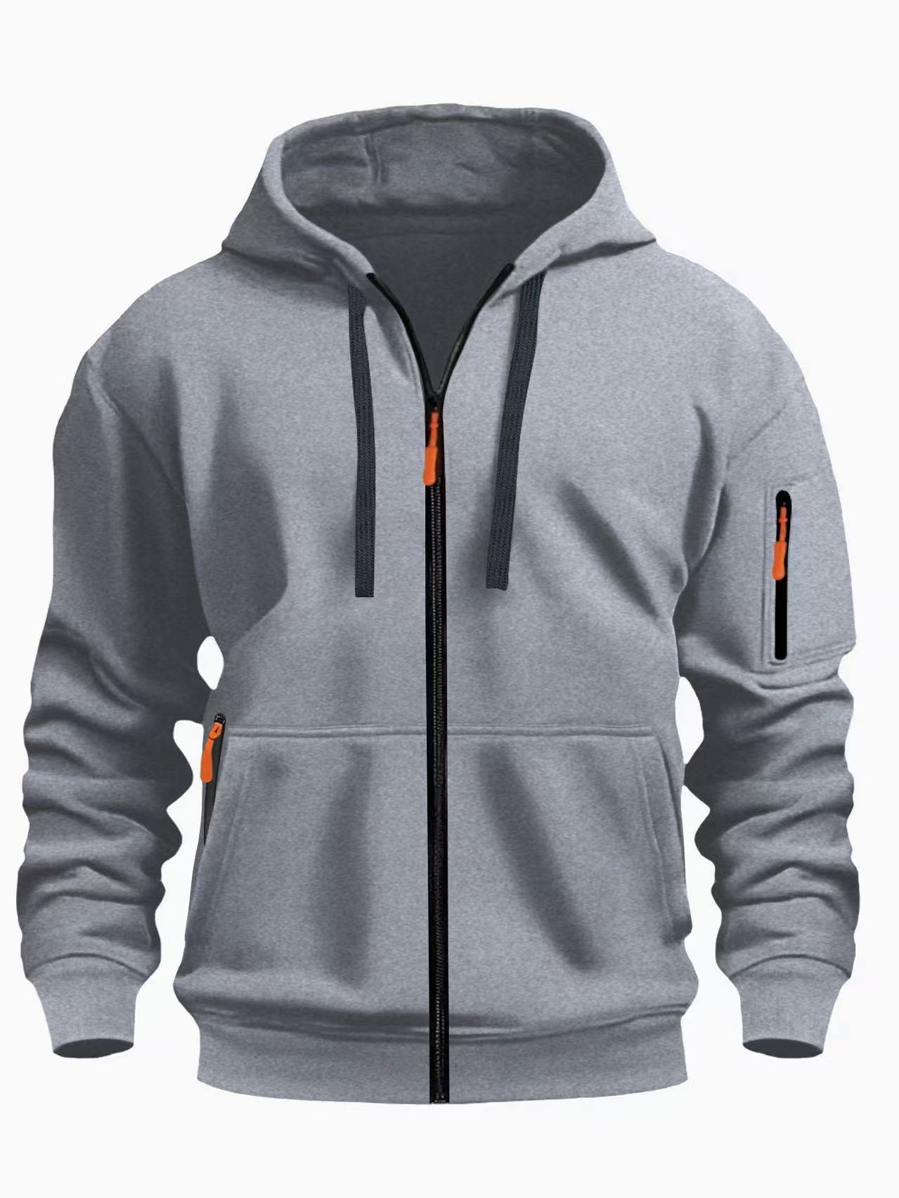 Men's Clothing Tops Sweatshirts Hoodies Spring Autumn Men's Zipper Hoodie Zipper Round Neck Casual Men's Wear