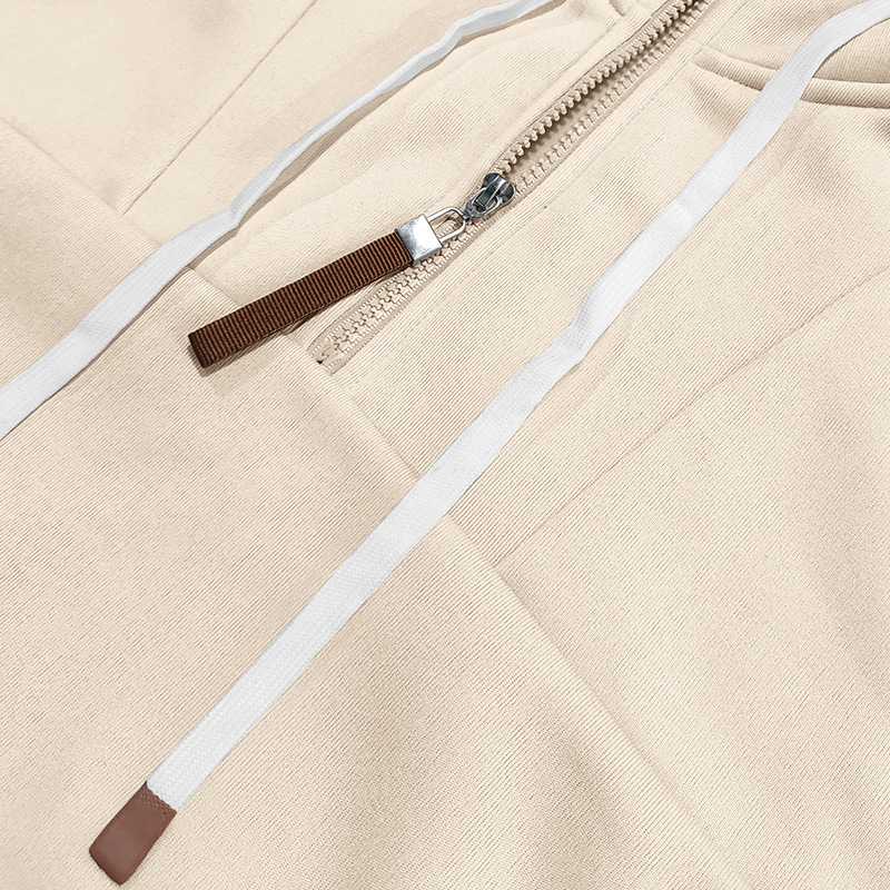 Men's Clothing Tops Sweatshirts Hoodies Classic Men's Fleece-Lined Half-Zip Trendy Hooded Double-Panel Overlap Long Sleeve Loose Oversized Couple Sweatshirt