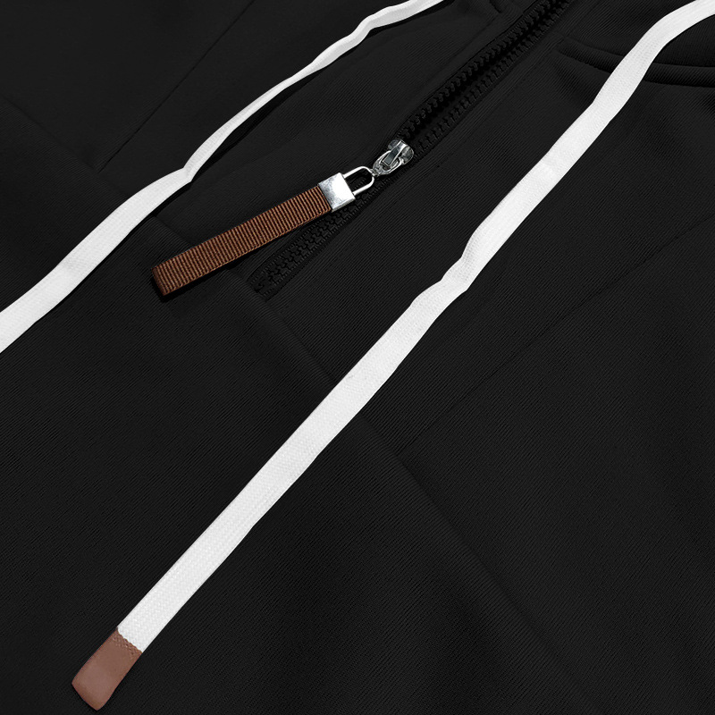 Men's Clothing Tops Sweatshirts Hoodies Classic Men's Fleece-Lined Half-Zip Trendy Hooded Double-Panel Overlap Long Sleeve Loose Oversized Couple Sweatshirt