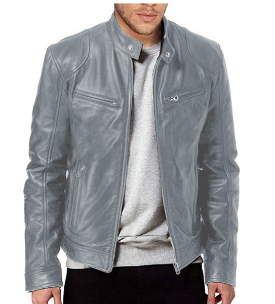 Men's Clothing Tops Jackets Coats Autumn Winter Business Gentleman Zipper Cardigan Pocket Decoration PU Leather Jacket Stand Collar Slim Zipper Leather Jacket