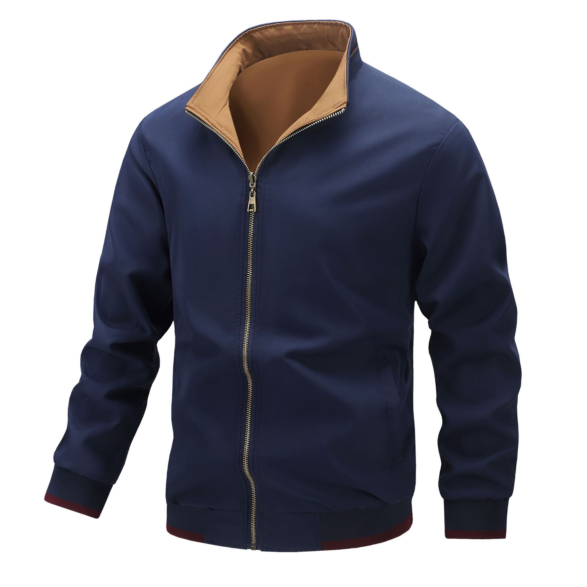 Men's Clothing Tops Jackets Coats Spring Autumn Double Sided Stand Collar Casual Jacket Flight Jacket Men's Jacket