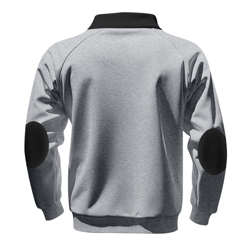 Men's Clothing Tops Sweatshirts American-Style Men's Heavyweight Insulated Zippered Sweatshirt with Patchwork for Personalized Casual Look