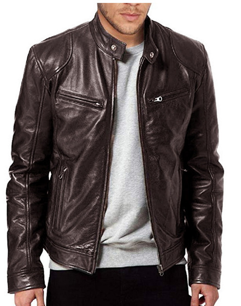 Men's Clothing Tops Jackets Coats Autumn Winter Business Gentleman Zipper Cardigan Pocket Decoration PU Leather Jacket Stand Collar Slim Zipper Leather Jacket