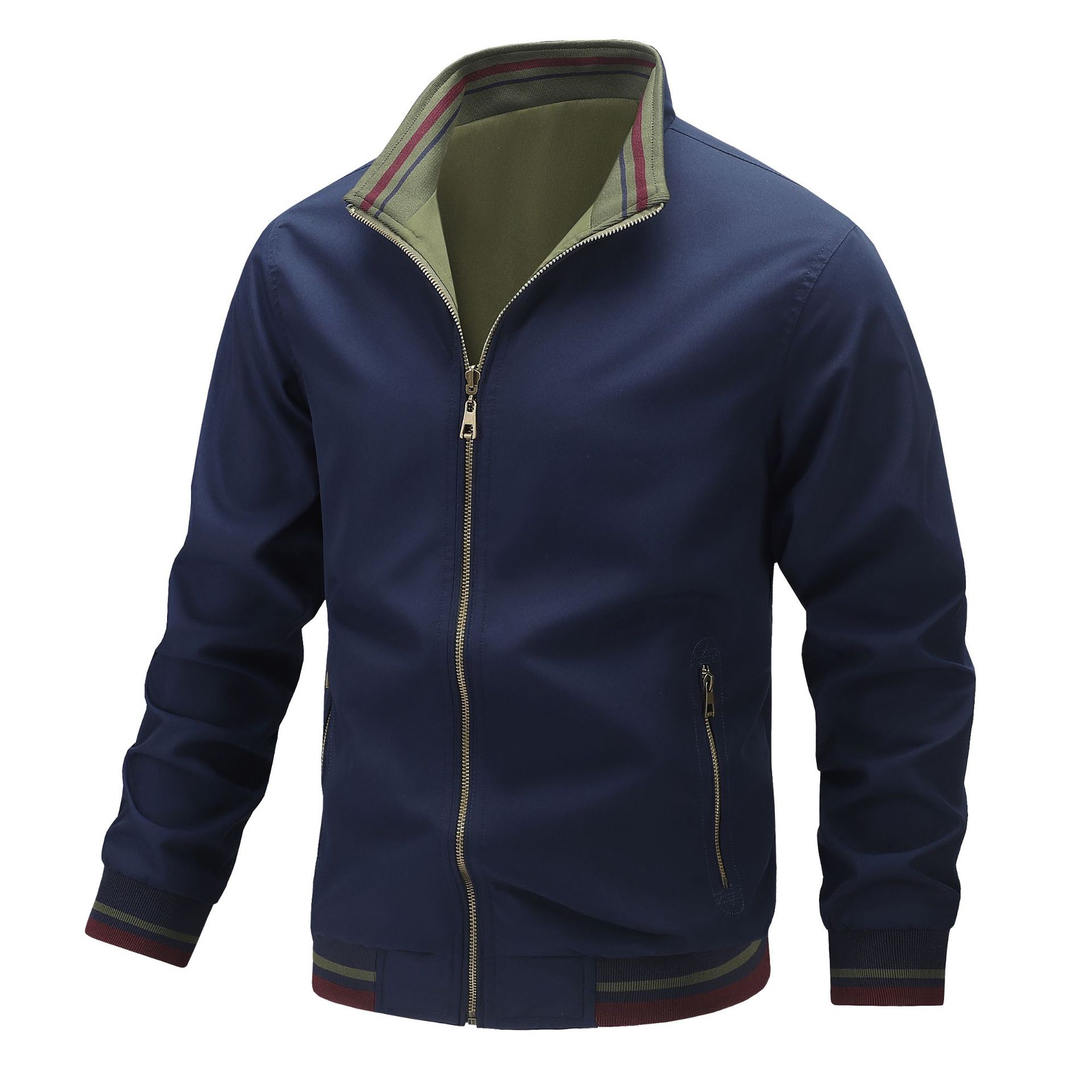 Men's Clothing Tops Jackets Coats Spring Autumn Double Sided Stand Collar Casual Jacket Flight Jacket Men's Jacket