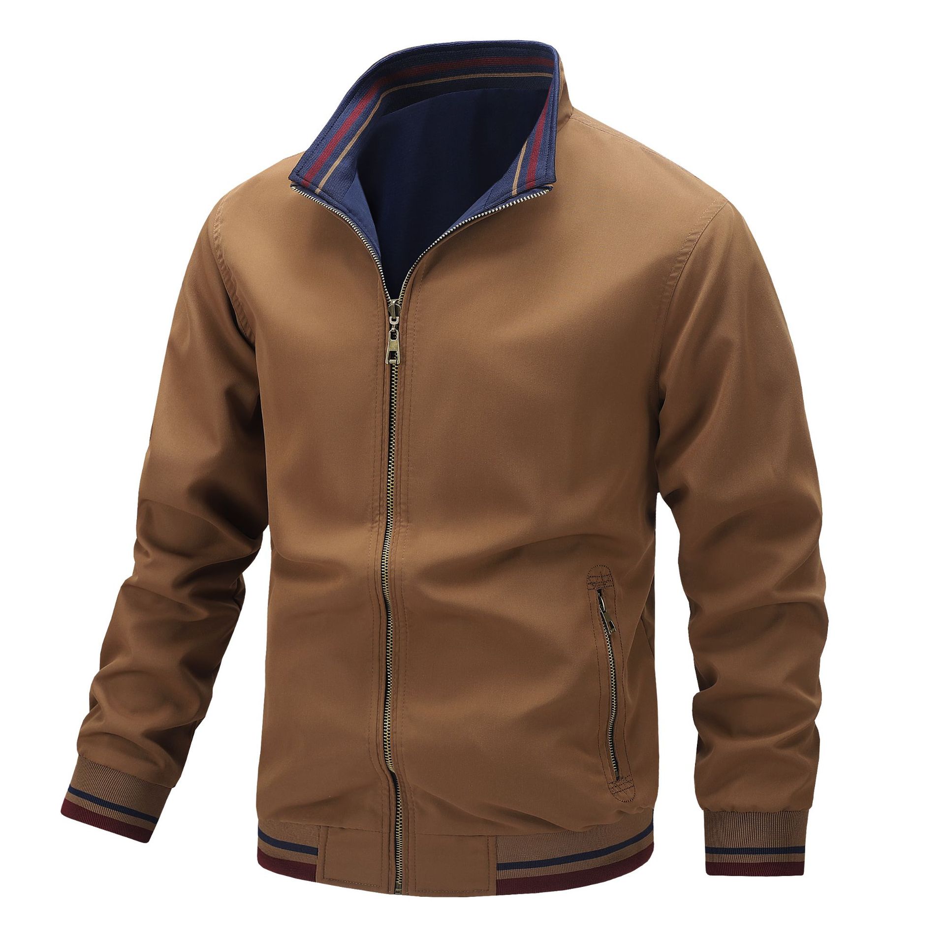 Men's Clothing Tops Jackets Coats Spring Autumn Double Sided Stand Collar Casual Jacket Flight Jacket Men's Jacket