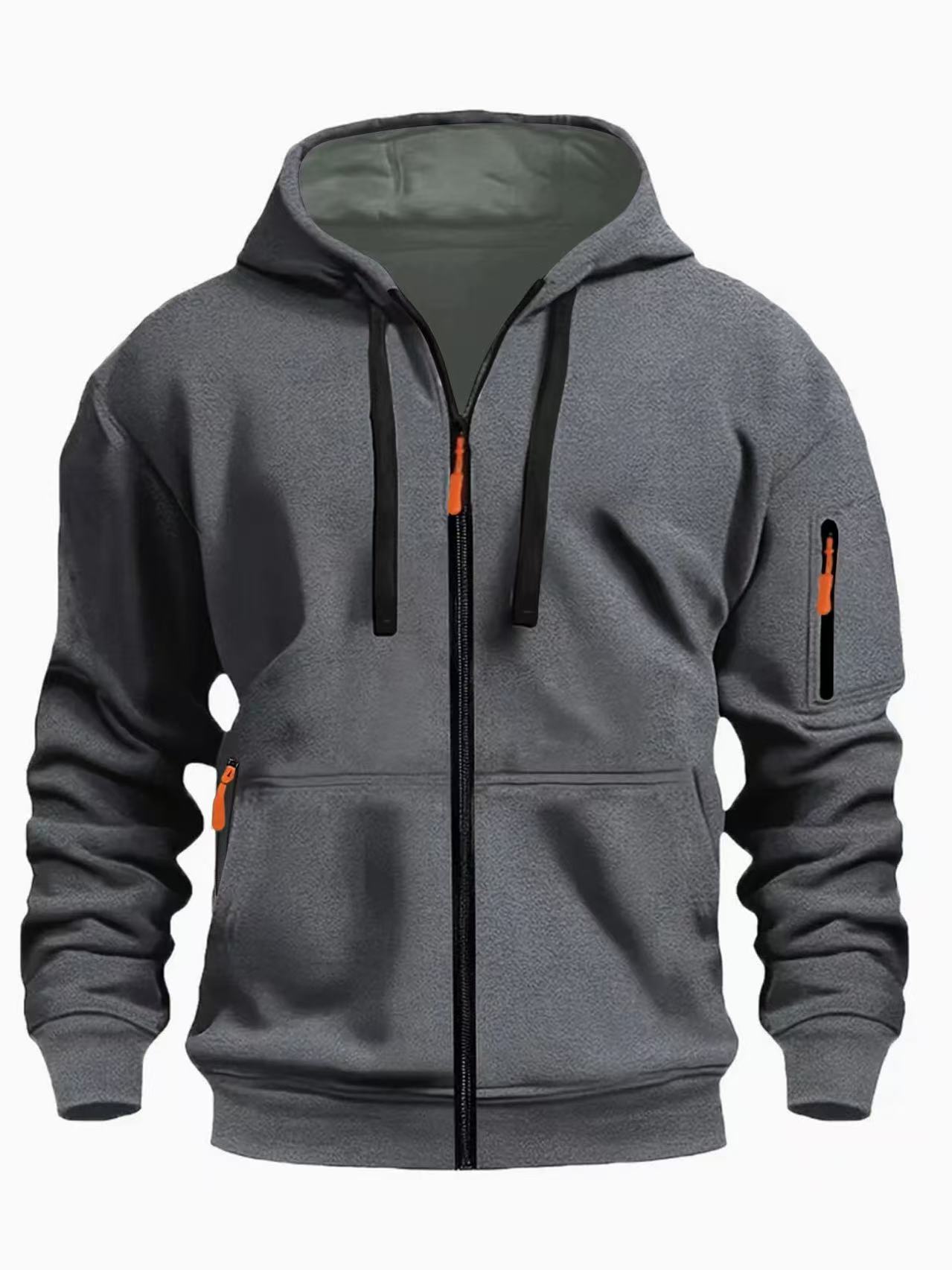 Men's Clothing Tops Sweatshirts Hoodies Spring Autumn Men's Zipper Hoodie Zipper Round Neck Casual Men's Wear