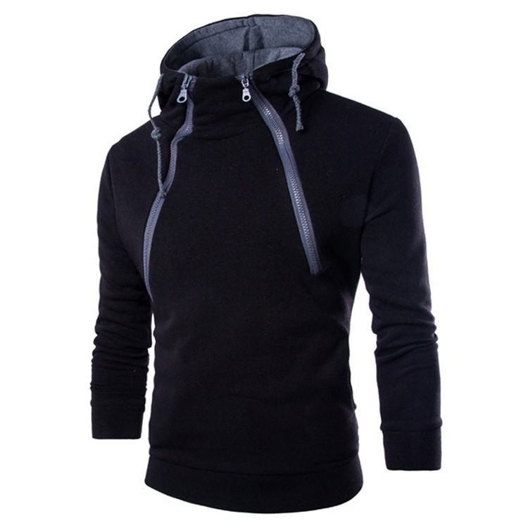 Men's Clothing Tops Sweatshirts Hoodies Spring Autumn New Fashion Dual Zippered Front Colorblocked Hooded Sweatshirt for Men