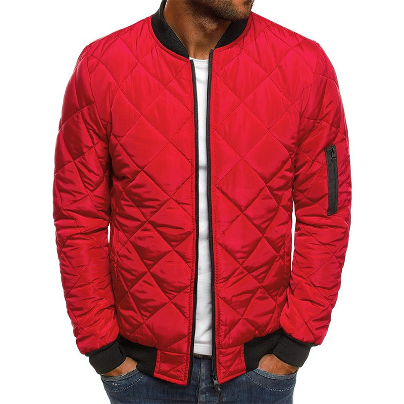 Men's Clothing Tops Jackets Coats Men's Plaid Cotton Jacket Diamond Grid Thickened Stand Collar Winter Coat Warm Men's Cotton Coat