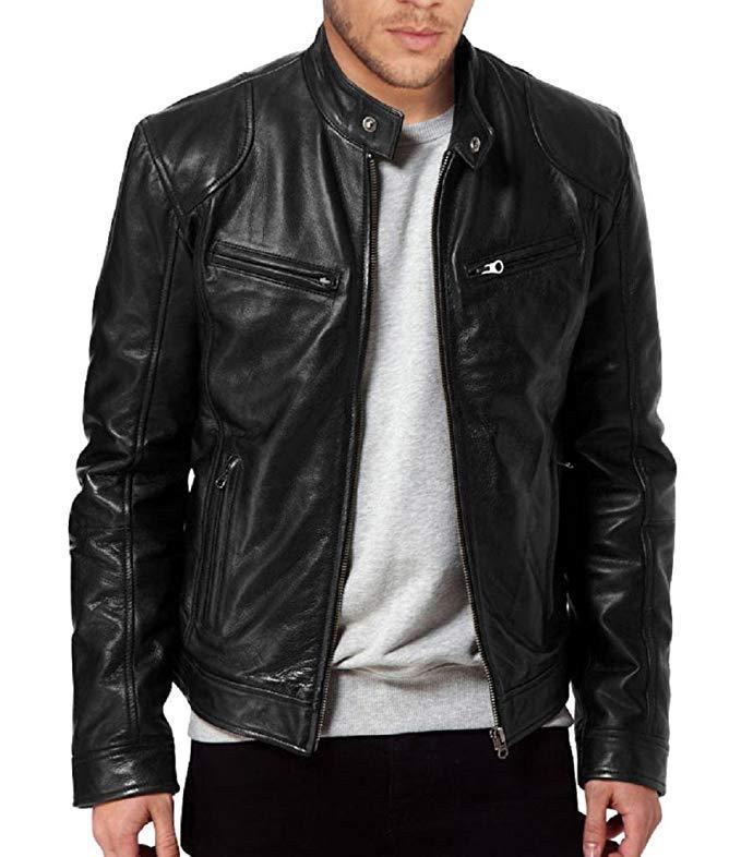Men's Clothing Tops Jackets Coats Autumn Winter Business Gentleman Zipper Cardigan Pocket Decoration PU Leather Jacket Stand Collar Slim Zipper Leather Jacket