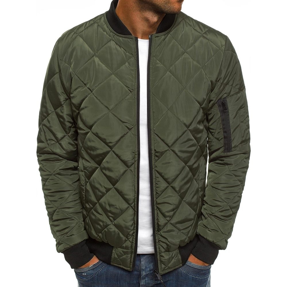 Men's Clothing Tops Jackets Coats Men's Plaid Cotton Jacket Diamond Grid Thickened Stand Collar Winter Coat Warm Men's Cotton Coat
