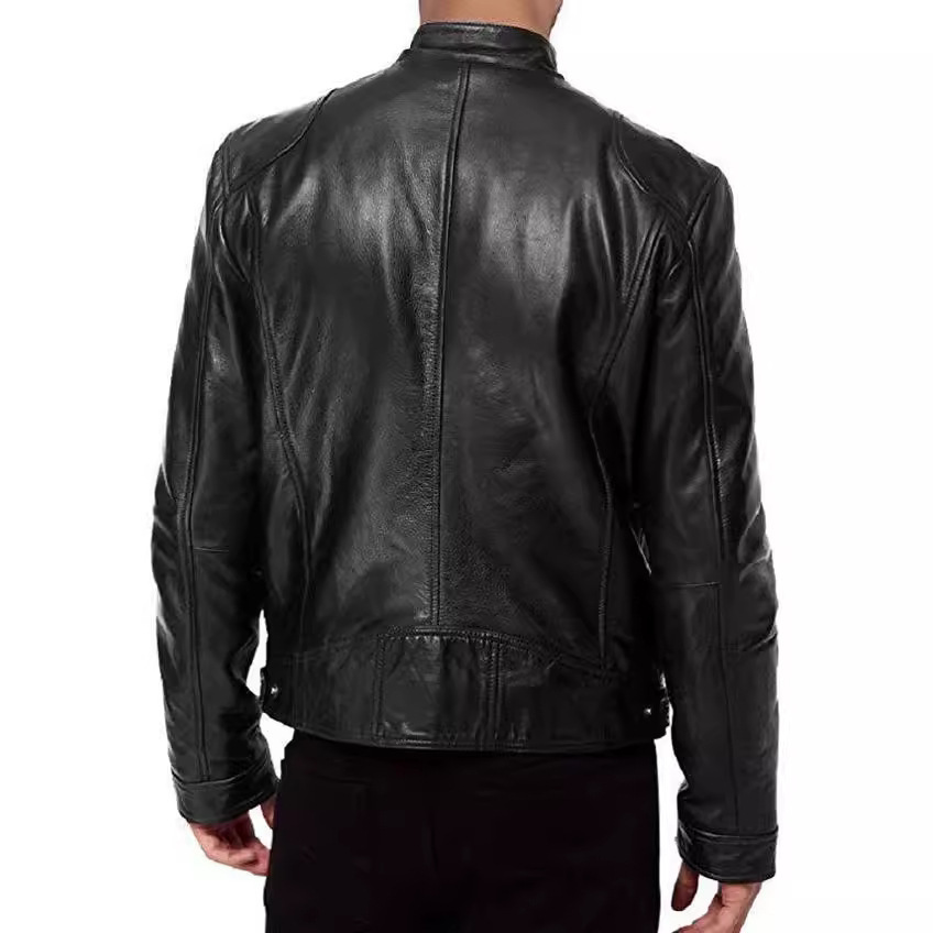 Men's Clothing Tops Jackets Coats Autumn Winter Business Gentleman Zipper Cardigan Pocket Decoration PU Leather Jacket Stand Collar Slim Zipper Leather Jacket