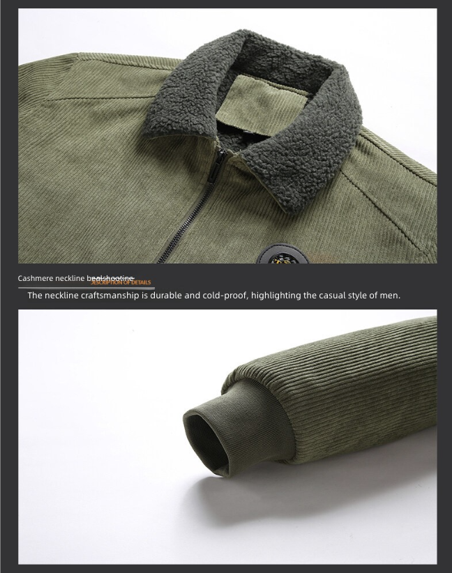 Men's Clothing Tops Jackets Coats Autumn Winter Corduroy Lambhair Jacket for Men Loose Fit with Thick Velvet Casual Lapel Jacket for Men
